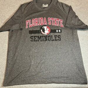 Under Armour heat gear loose fit, grey shirt, Florida State Seminoles.